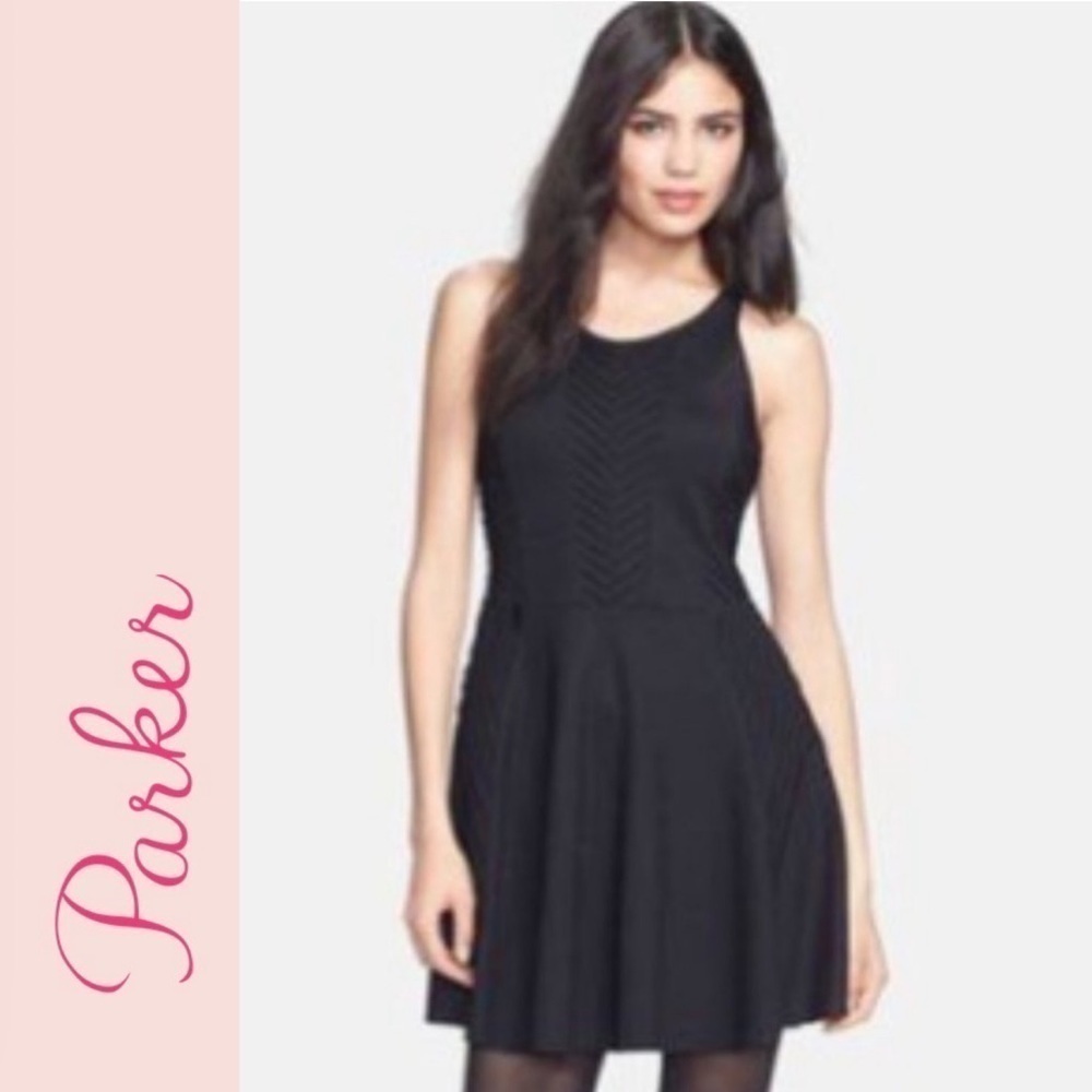 Parker Fay Ponte Pintuck Fit & Flare Skater Dress